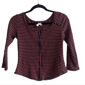 We the Free Stripe Waffle Knit Crop Shirt